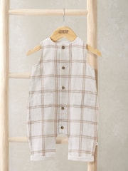 Mamas & Papas Brown Sleeveless Check Romper - Image 1 of 1
