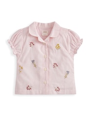 Mamas & Papas Pink Floral Embroidered Woven Pyjamas - Image 2 of 3