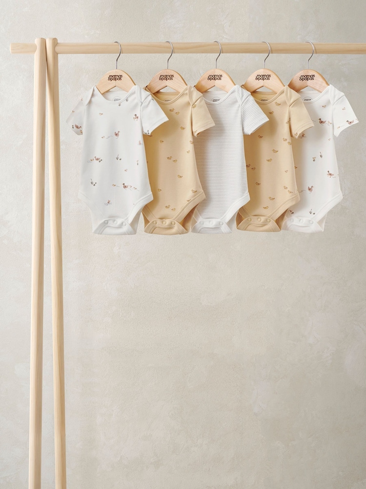 Mamas & Papas Cream Duckling Bodysuits 5 Pack - Image 1 of 2