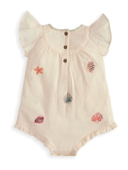 Mamas & Papas Sea Shell Embroidered Romper - Imaginea 2 din 2