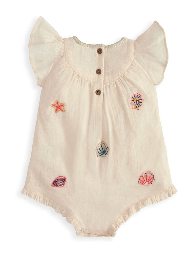 Mamas & Papas Sea Shell Embroidered Romper - Imaginea 2 din 2