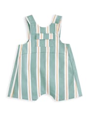 Mamas & Papas Green Stripe Twill Short Dungarees And Top Set - Image 2 of 3