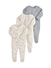 Mamas & Papas Blue Little Explorer Sleepsuits 3 Pack - Image 2 of 2