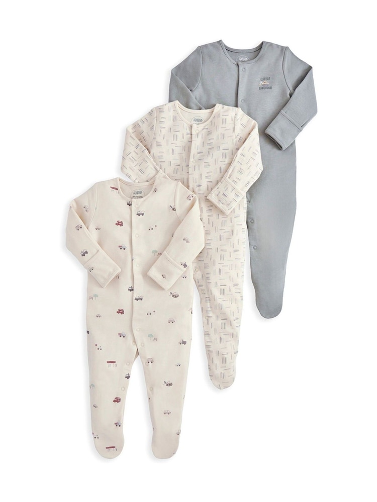 Mamas & Papas Blue Little Explorer Sleepsuits 3 Pack - Image 2 of 2