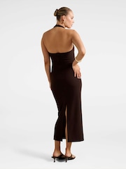 Forever New Brown Georgie Halter Neck Ruched Bodycon Dress - Image 2 of 4