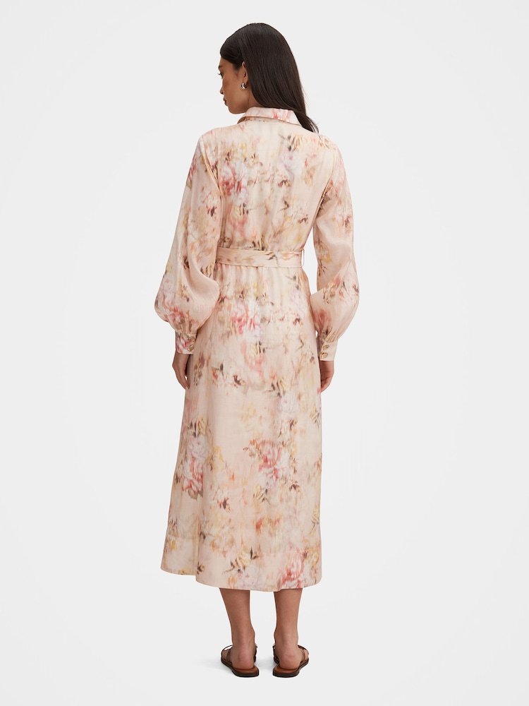 Forever New Cream Terese Printed Shirt Dress Contains Linen - Image 2 of 4
