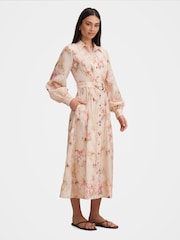 Forever New Cream Terese Printed Shirt Dress Contains Linen - Image 4 of 4