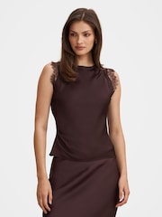 Forever New Brown Enola Lace Top - Image 1 of 5