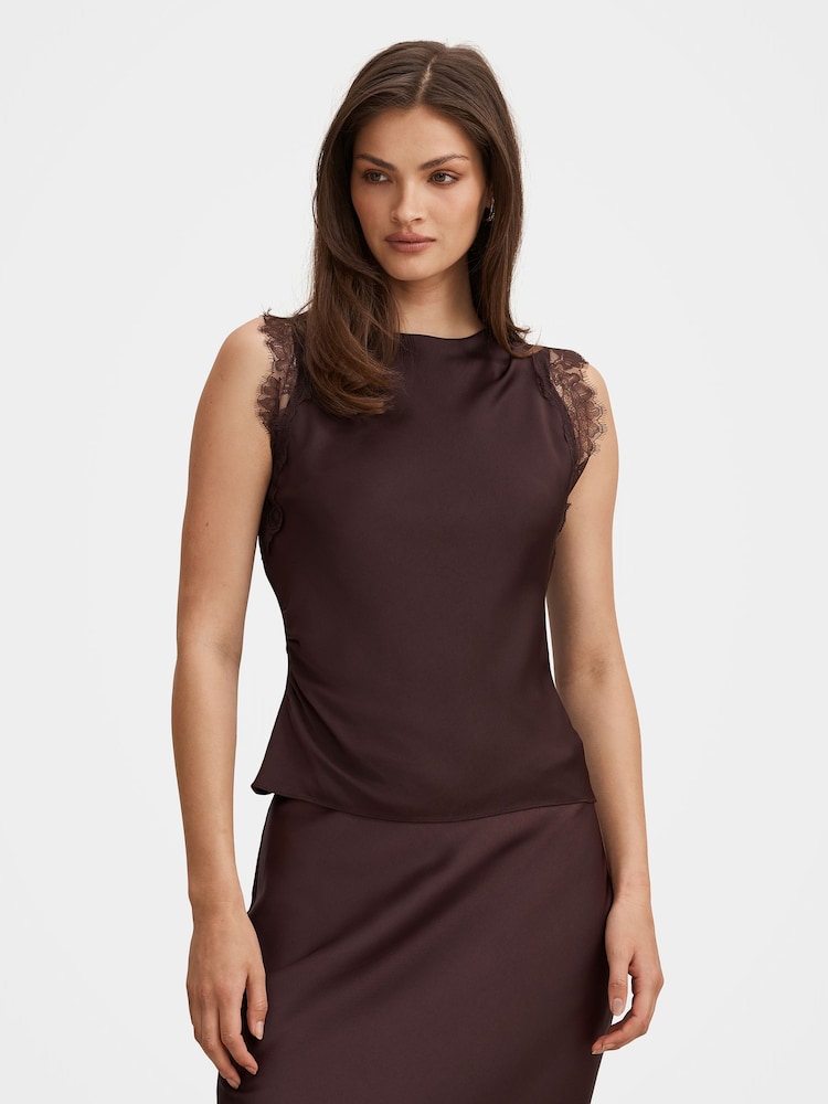 Forever New Brown Enola Lace Top - Image 1 of 5