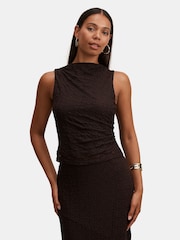 Forever New Brown Tahlia Textured Lace Tank Top - Image 1 of 5