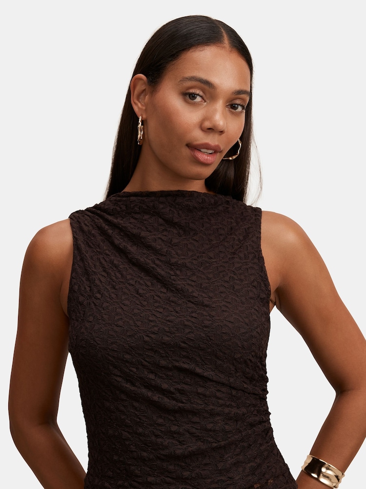 Forever New Brown Tahlia Textured Lace Tank Top - Image 5 of 5