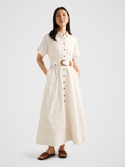 Forever New White Valeria Short Sleeves Broderie Midi Dress - Image 1 of 4