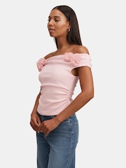 Forever New Pink Cara Rosette Bardot Top - Image 4 of 5