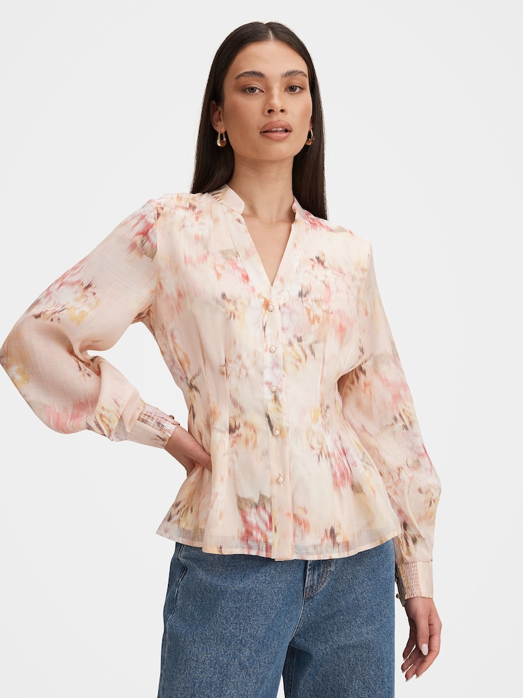 Forever New Cream Indie Tuck Blouse Contains Linen - Image 1 of 5 Forever New Cream Indie Tuck Blouse Contains Linen - Image 1 of 5