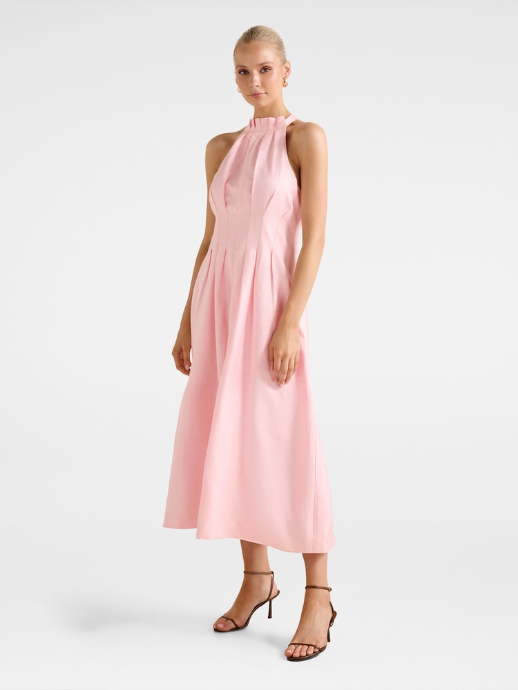 Forever New Pink Miller Pleated Halter Neck Midi Dress Contains Linen - Image 4 of 4 Forever New Pink Miller Pleated Halter Neck Midi Dress Contains Linen - Image 4 of 4