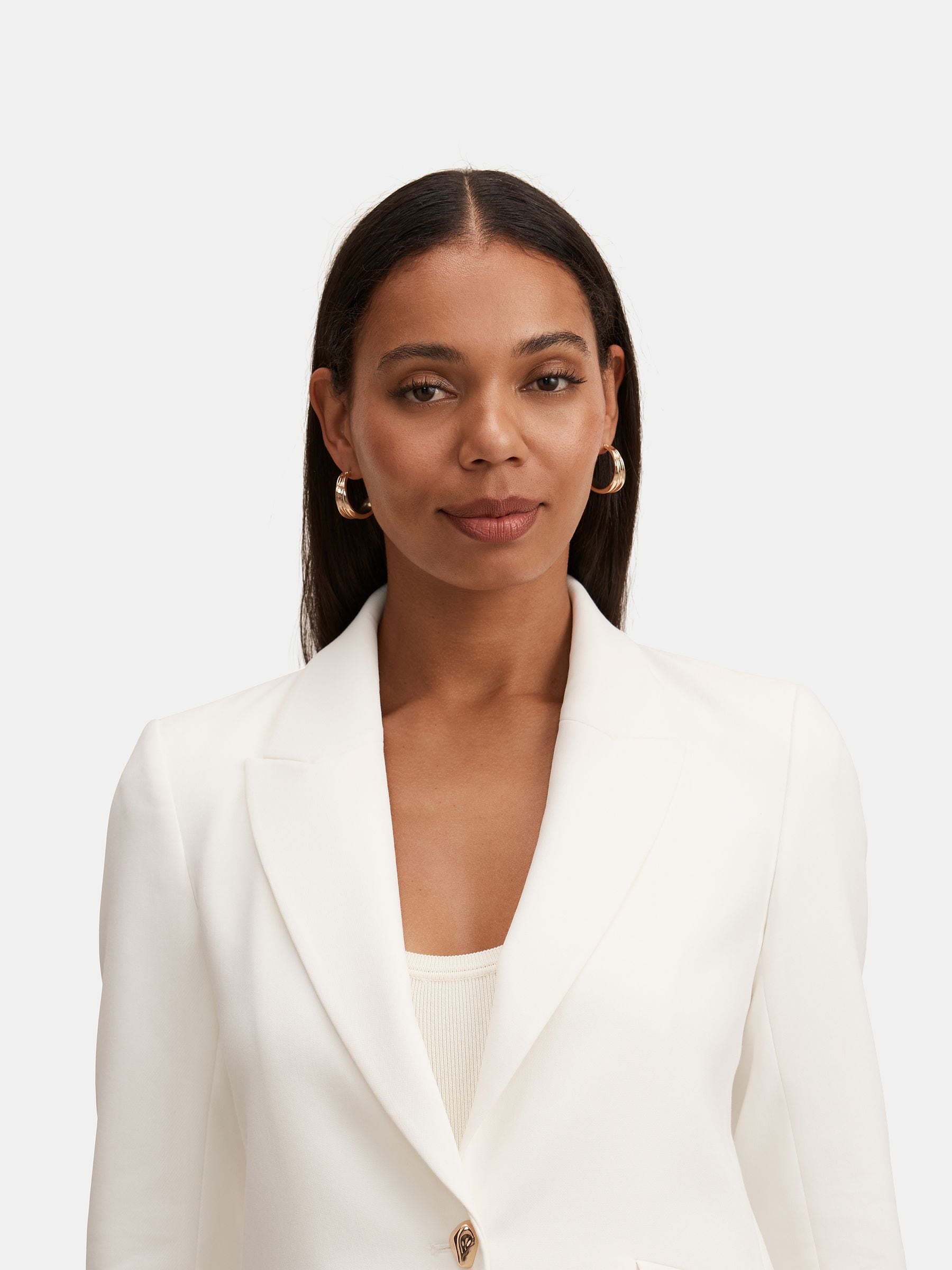 Buy Forever New White Trixie Gold Button Blazer from the Next UK