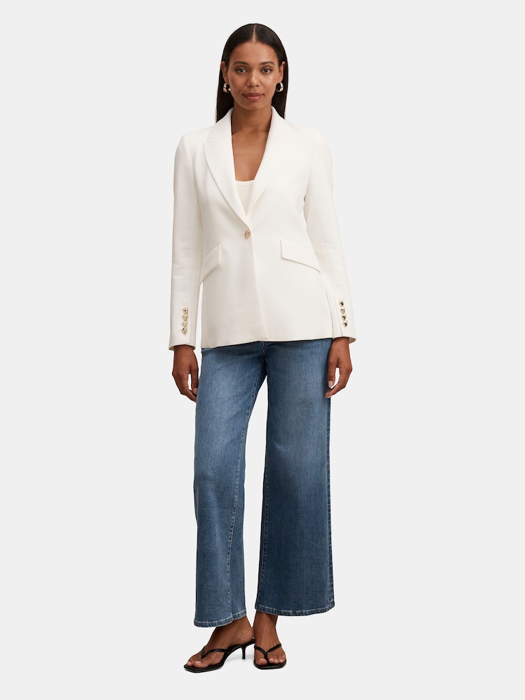 Forever New White Trixie Gold Button Blazer - Image 5 of 5