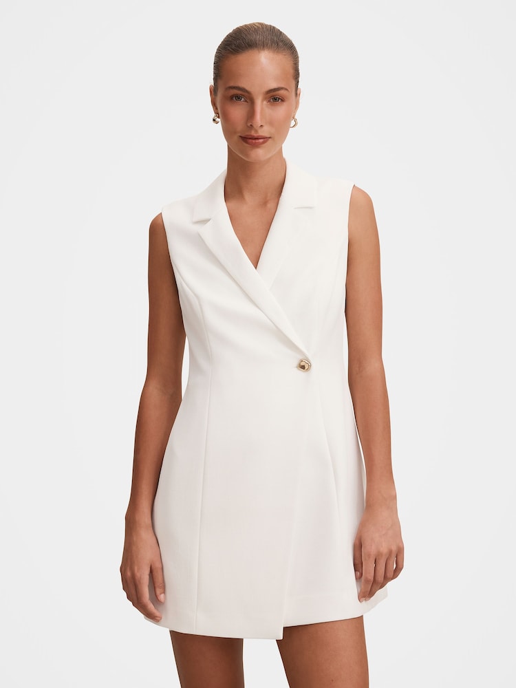 Forever New White Winslet Petite Wrap Blazer Mini Dress - Image 1 of 5 Forever New White Winslet Petite Wrap Blazer Mini Dress - Image 1 of 5