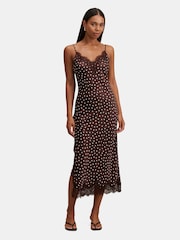 Forever New Brown Jess Lace Trim Midi Dress - Image 1 of 4