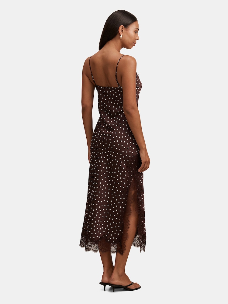 Forever New Brown Jess Lace Trim Midi Dress - Image 2 of 4