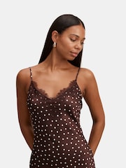 Forever New Brown Jess Lace Trim Midi Dress - Image 3 of 4