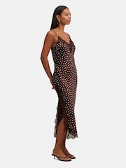 Forever New Brown Jess Lace Trim Midi Dress - Image 4 of 4