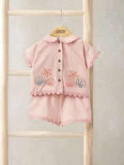 Mamas & Papas Pink Resort Shirt & Shorts Outfit Set - Image 1 of 3