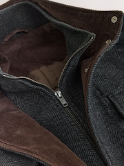 Charcoal Grey Wool Blend Four Pocket Funnel Neck Coat - Image 10 of 12