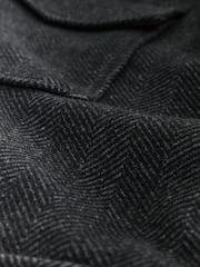 Charcoal Grey Wool Blend Four Pocket Funnel Neck Coat - Image 11 of 12