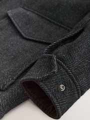 Charcoal Grey Wool Blend Four Pocket Funnel Neck Coat - Image 12 of 12
