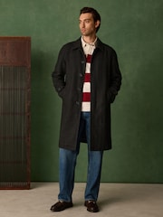 رمادي رمادي داكن - Wool Blend Pattern Mac With Cord Collar Coat - صورة 1 من 8