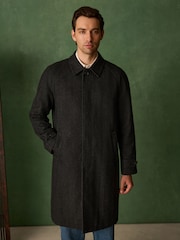 رمادي رمادي داكن - Wool Blend Pattern Mac With Cord Collar Coat - صورة 2 من 8