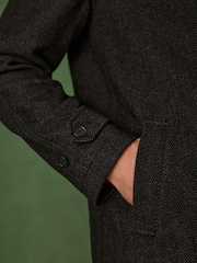 رمادي رمادي داكن - Wool Blend Pattern Mac With Cord Collar Coat - صورة 6 من 8