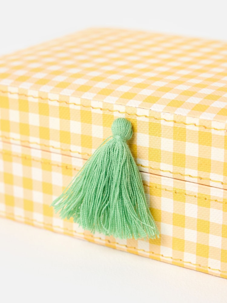 Oliver Bonas Yellow & Green Agnes Gingham Jewellery Box - Image 6 of 6 Oliver Bonas Yellow & Green Agnes Gingham Jewellery Box - Image 6 of 6