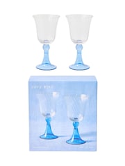 Oliver Bonas Set of 2 Blue Nova Wine Glasses - Image 5 of 5