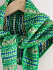 Green Fairisle Supersoft Knitted Triangle Neck Scarf - Image 2 of 3