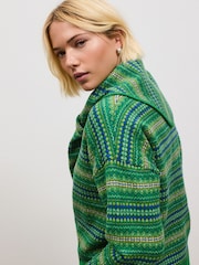 Green Fairisle Supersoft Knitted Triangle Neck Scarf - Image 4 of 8