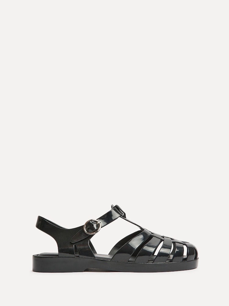 Linzi Black Wave Jelly Fisherman Flat Sandals - Image 2 of 5