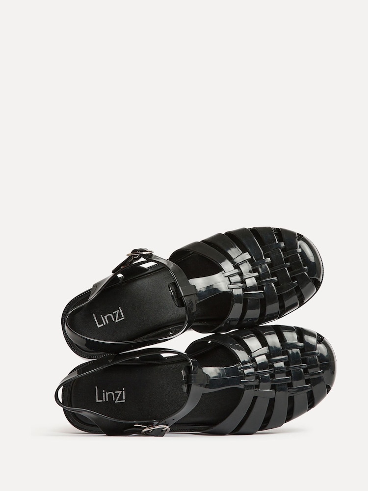 Linzi Black Wave Jelly Fisherman Flat Sandals - Image 5 of 5