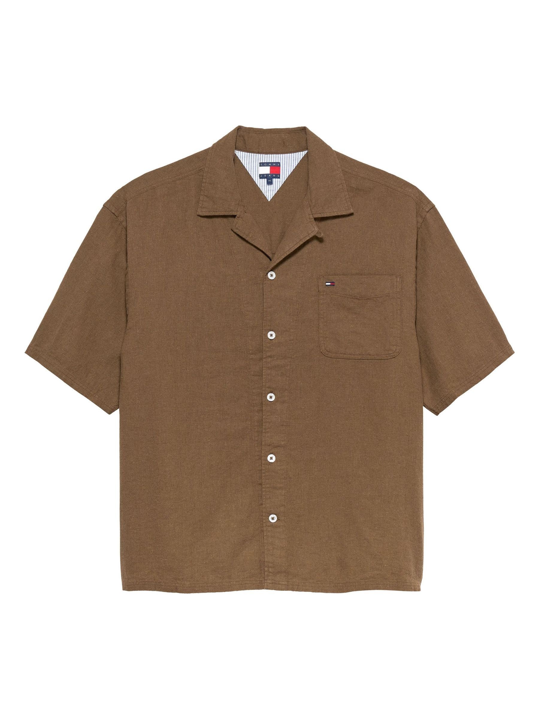 Next：日本 ブラウン - Tommy Jeans リネン混 半袖シャツ from Next Japan
