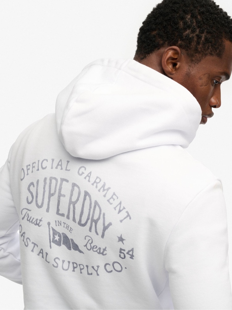 Superdry White Lo-Fi Dockside Embroidered Hoodie - Image 5 of 5