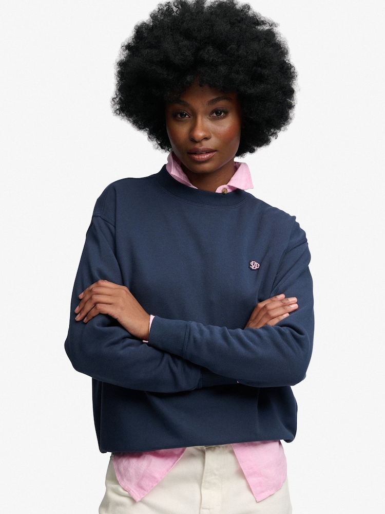 Superdry Blue Essential Heritage Crew Neck Jumper - Image 1 of 5
