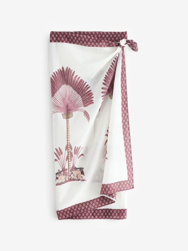 Daily by Desmond and Dempsey Cream Palm Cotton Sarong Skirt - Image 1 of 3