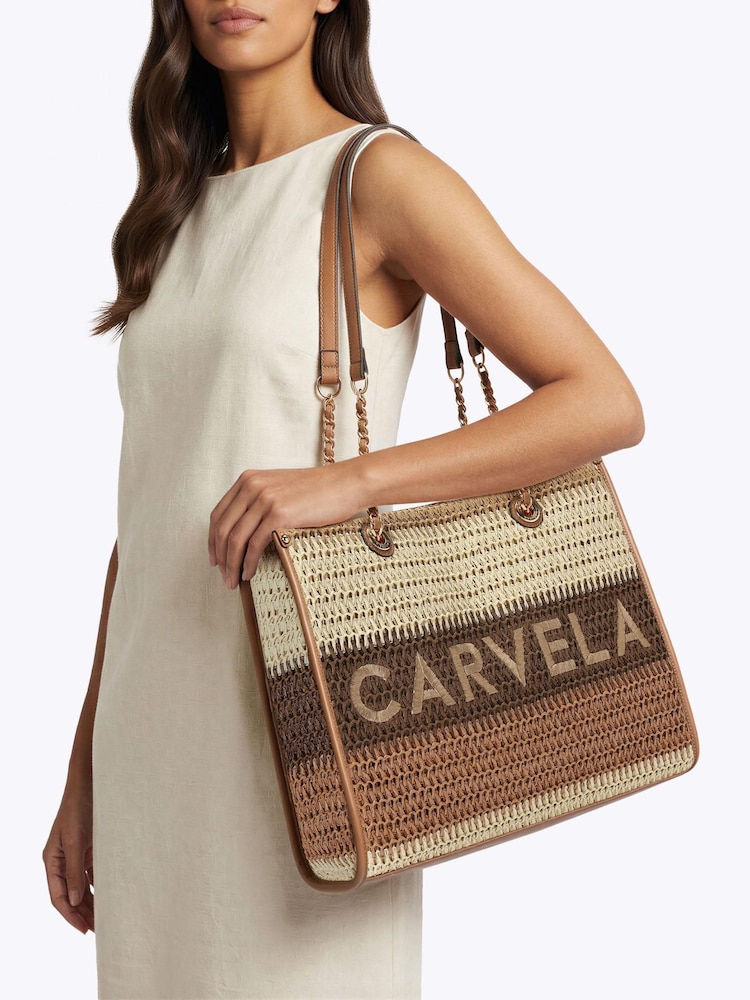 Carvela Nude Sorrento Raffia Tote Bag - Image 6 of 6