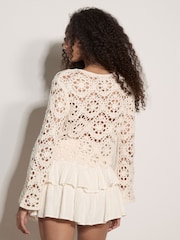 Apricot Natural Boho Floral Crochet Top - Image 3 of 4