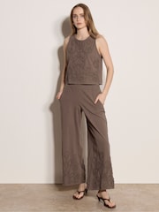 Braun - Apricot Embroidered Cotton Shell Top - Bild 1 von 6