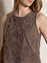 Braun - Apricot Embroidered Cotton Shell Top - Bild 3 von 6