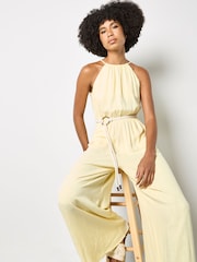 Gelb - Apricot Cotton Blend Wide-Leg Jumpsuit - Bild 3 von 4