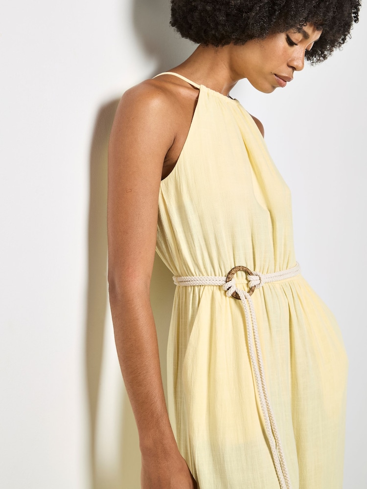 Gelb - Apricot Cotton Blend Wide-Leg Jumpsuit - Bild 4 von 4