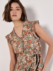 Apricot Green Ditsy Floral Ruffle Mini Dress - Image 2 of 4